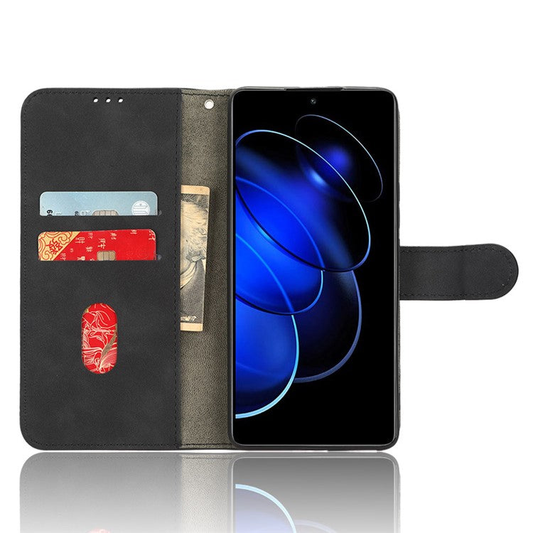 Flip Shell for Honor 80 GT 5G Skin-touch PU Phone Leather Case Wallet Stand Mobile Phone Cover - Black