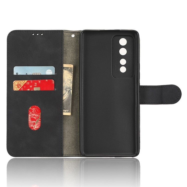 Flip Shell for Honor 80 GT 5G Skin-touch PU Phone Leather Case Wallet Stand Mobile Phone Cover - Black