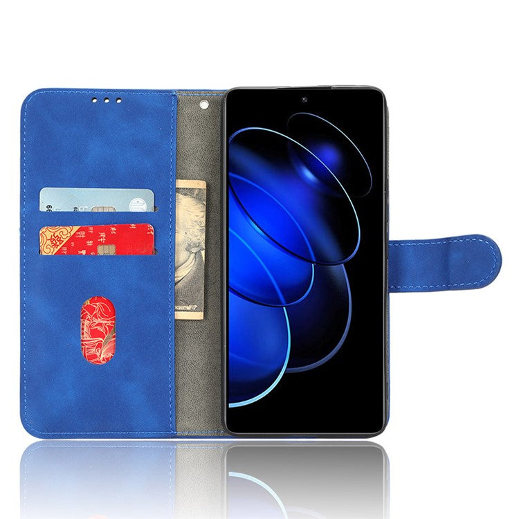 Flip Shell for Honor 80 GT 5G Skin-touch PU Phone Leather Case Wallet Stand Mobile Phone Cover - Blue