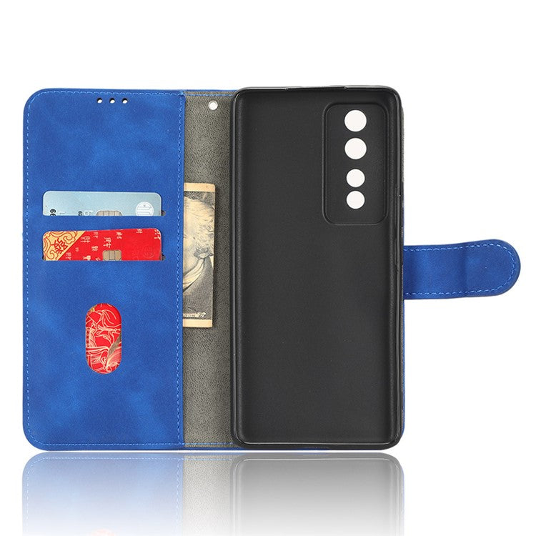 Flip Shell for Honor 80 GT 5G Skin-touch PU Phone Leather Case Wallet Stand Mobile Phone Cover - Blue