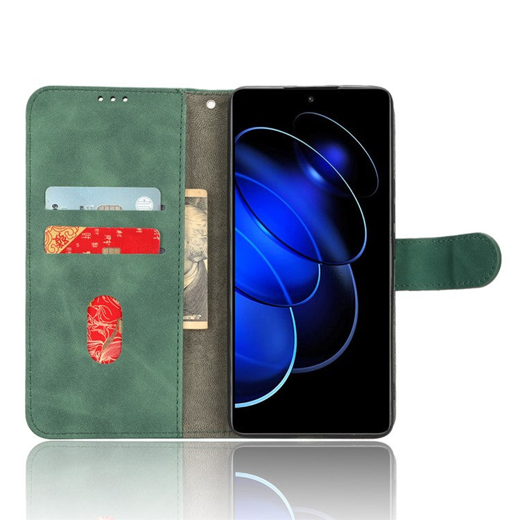 Flip Shell for Honor 80 GT 5G Skin-touch PU Phone Leather Case Wallet Stand Mobile Phone Cover - Green