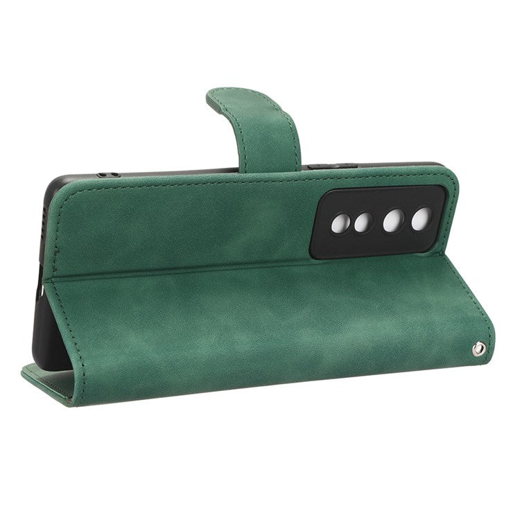 Flip Shell for Honor 80 GT 5G Skin-touch PU Phone Leather Case Wallet Stand Mobile Phone Cover - Green