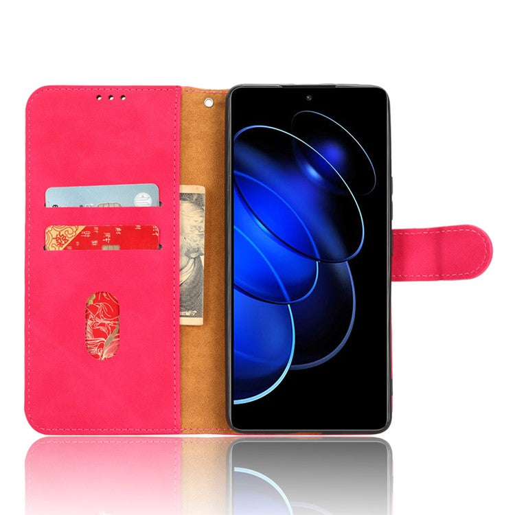 Flip Shell for Honor 80 GT 5G Skin-touch PU Phone Leather Case Wallet Stand Mobile Phone Cover - Red