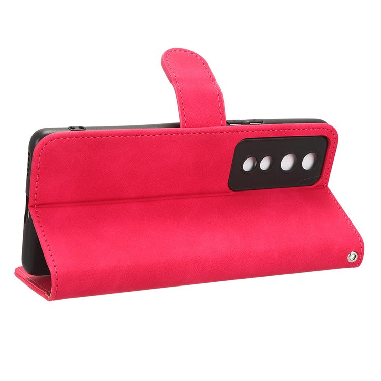 Flip Shell for Honor 80 GT 5G Skin-touch PU Phone Leather Case Wallet Stand Mobile Phone Cover - Red