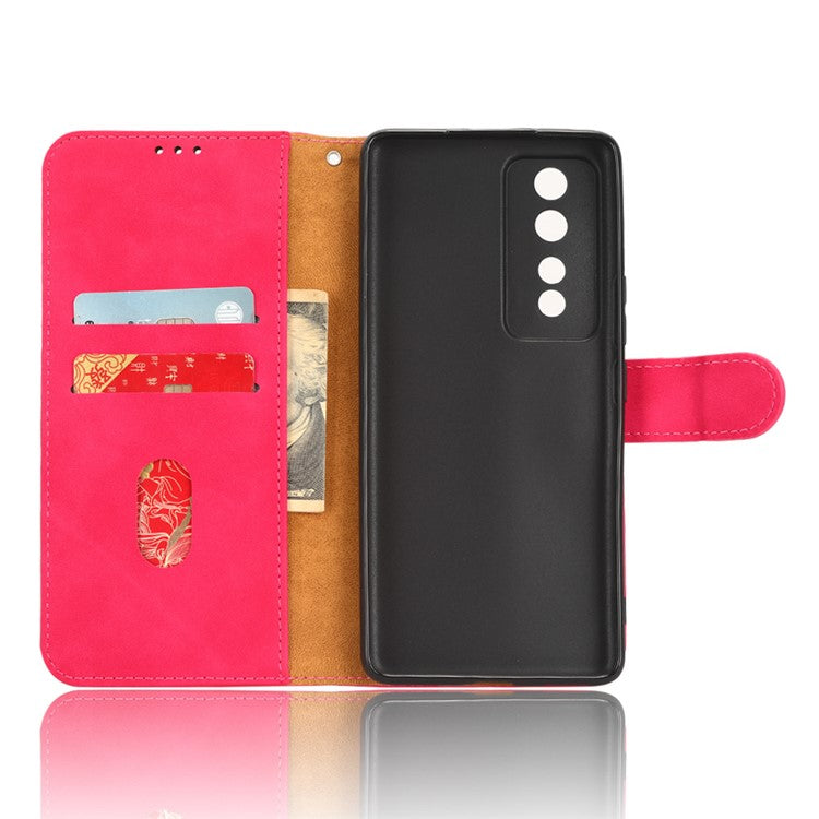 Flip Shell for Honor 80 GT 5G Skin-touch PU Phone Leather Case Wallet Stand Mobile Phone Cover - Red