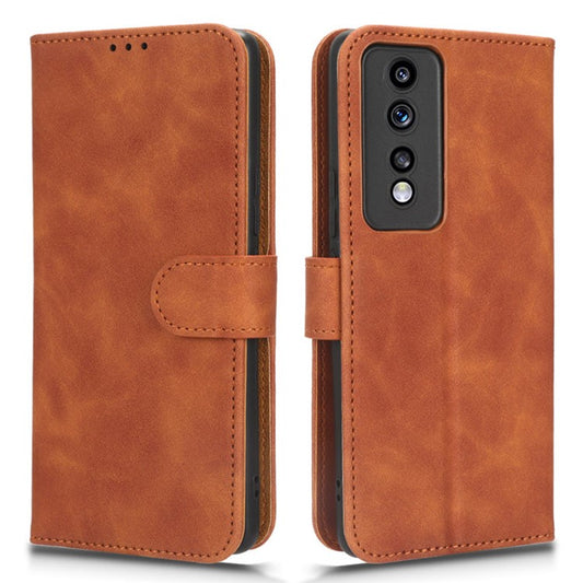 Flip Shell for Honor 80 GT 5G Skin-touch PU Phone Leather Case Wallet Stand Mobile Phone Cover - Brown