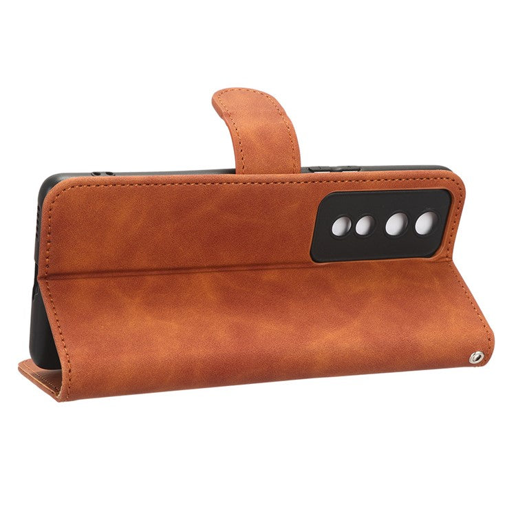 Flip Shell for Honor 80 GT 5G Skin-touch PU Phone Leather Case Wallet Stand Mobile Phone Cover - Brown