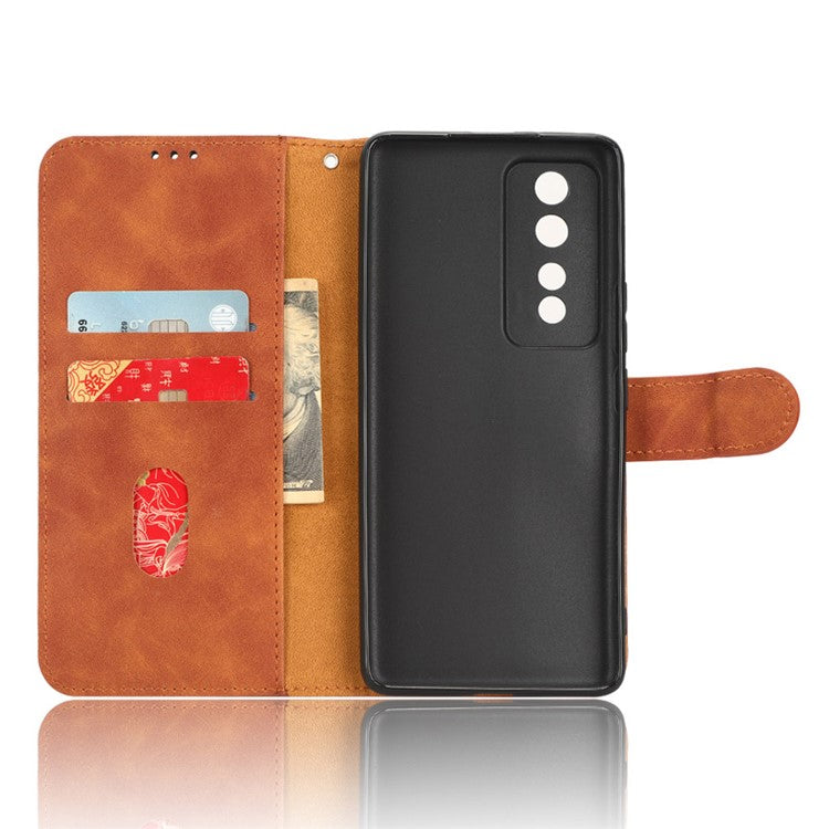 Flip Shell for Honor 80 GT 5G Skin-touch PU Phone Leather Case Wallet Stand Mobile Phone Cover - Brown