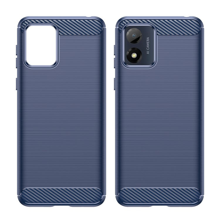 Anti-fall Phone Case for Motorola Moto E13 4G, Brushed Carbon Fiber Texture Phone Shell Mobile Phone Cover - Blue