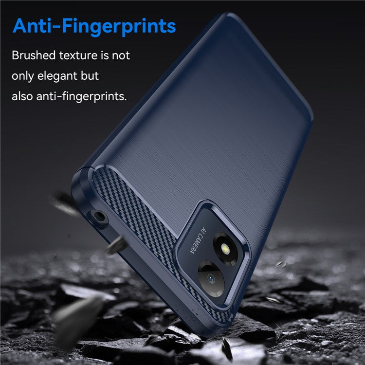 Anti-fall Phone Case for Motorola Moto E13 4G, Brushed Carbon Fiber Texture Phone Shell Mobile Phone Cover - Blue