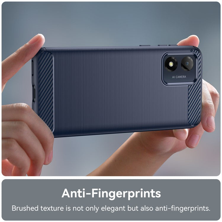 Anti-fall Phone Case for Motorola Moto E13 4G, Brushed Carbon Fiber Texture Phone Shell Mobile Phone Cover - Blue