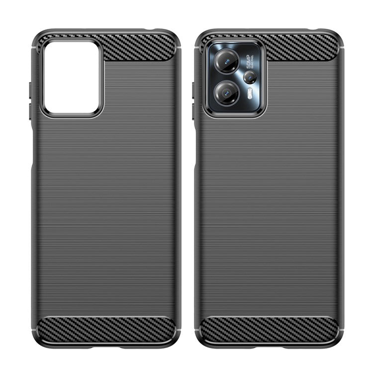 Shockproof Mobile Phone Case for Motorola Moto G13 4G / G23 4G, Brushed Carbon Fiber Texture Anti-scratch Phone Cover - Black