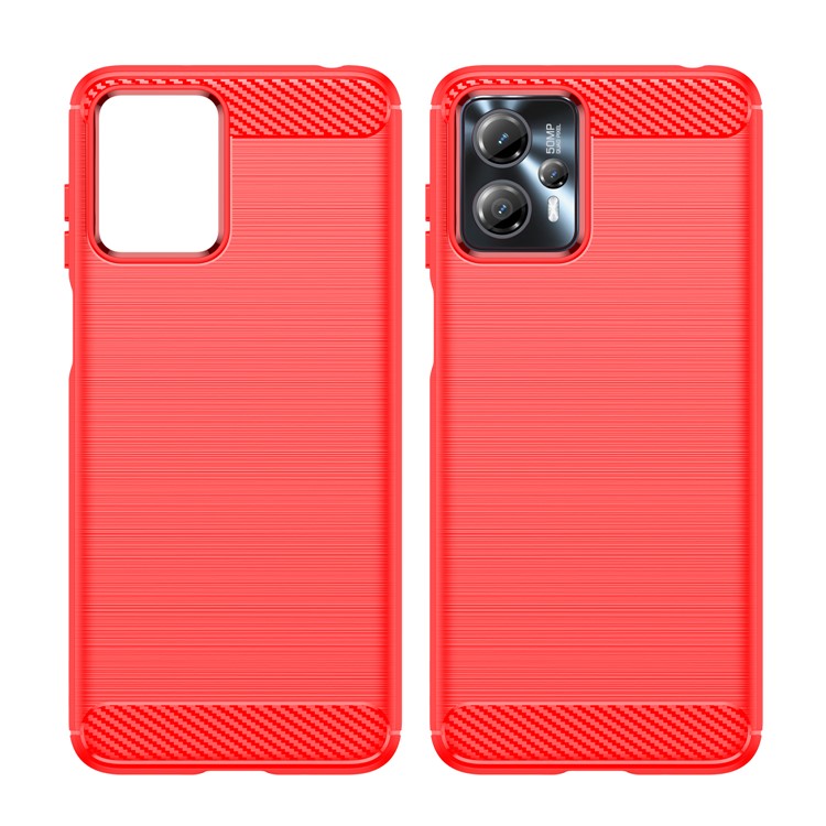 Shockproof Mobile Phone Case for Motorola Moto G13 4G / G23 4G, Brushed Carbon Fiber Texture Anti-scratch Phone Cover - Red