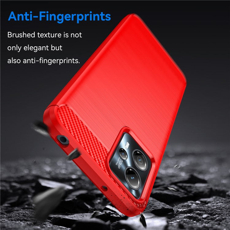 Shockproof Mobile Phone Case for Motorola Moto G13 4G / G23 4G, Brushed Carbon Fiber Texture Anti-scratch Phone Cover - Red
