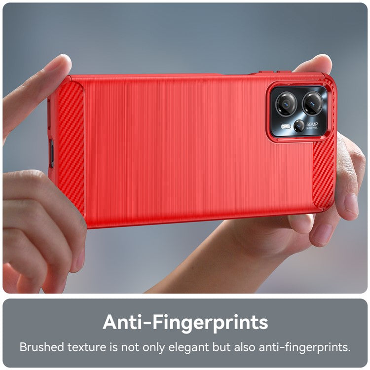 Shockproof Mobile Phone Case for Motorola Moto G13 4G / G23 4G, Brushed Carbon Fiber Texture Anti-scratch Phone Cover - Red