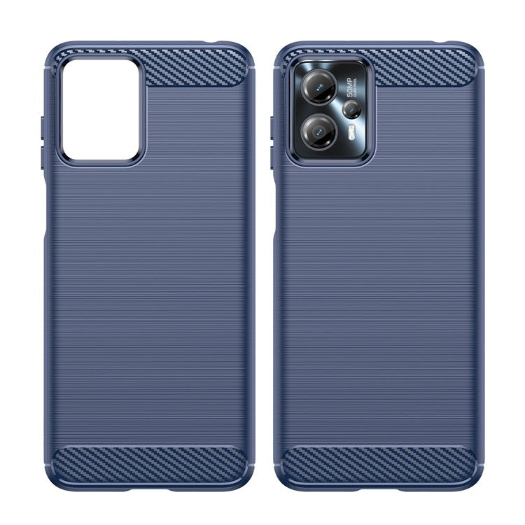 Shockproof Mobile Phone Case for Motorola Moto G13 4G / G23 4G, Brushed Carbon Fiber Texture Anti-scratch Phone Cover - Blue