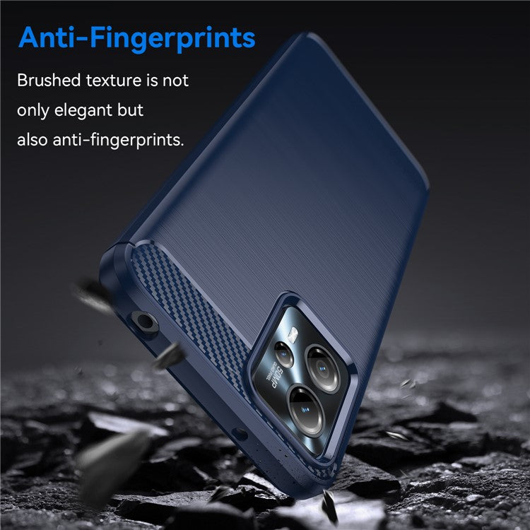 Shockproof Mobile Phone Case for Motorola Moto G13 4G / G23 4G, Brushed Carbon Fiber Texture Anti-scratch Phone Cover - Blue