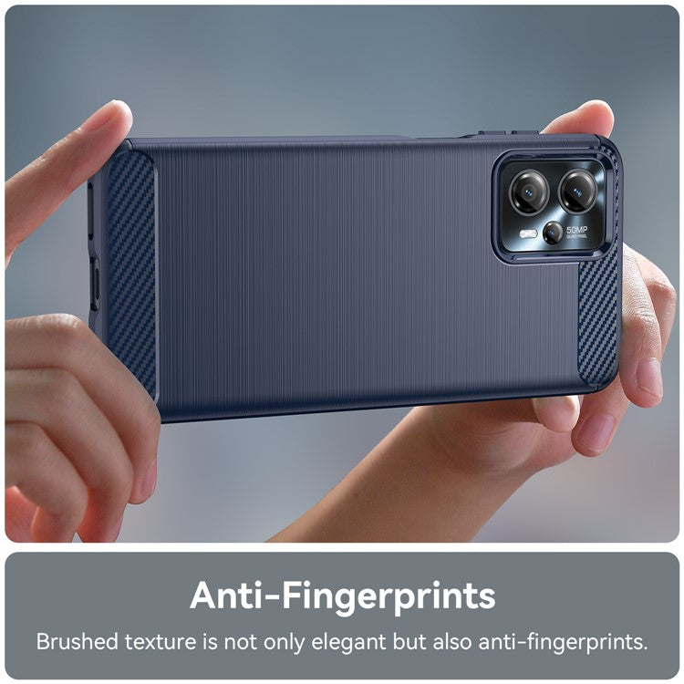 Shockproof Mobile Phone Case for Motorola Moto G13 4G / G23 4G, Brushed Carbon Fiber Texture Anti-scratch Phone Cover - Blue