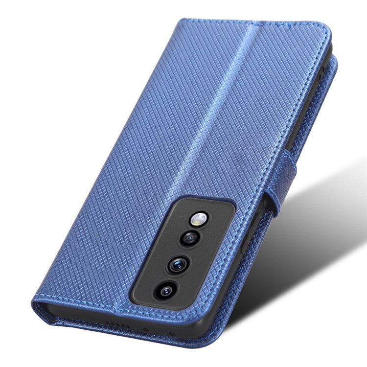 Diamond Texture Leather Phone Case for Honor 80 GT 5G Wallet Phone Stand Cover - Blue