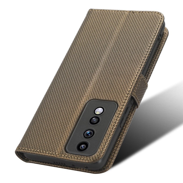 Diamond Texture Leather Phone Case for Honor 80 GT 5G Wallet Phone Stand Cover - Brown