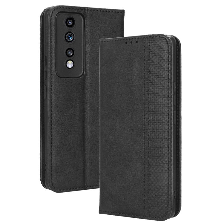 For Honor 80 GT 5G Retro Texture Phone Wallet Case PU Leather Stand Protective Phone Cover - Black