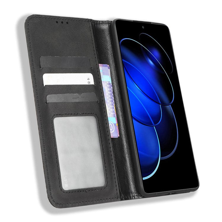 For Honor 80 GT 5G Retro Texture Phone Wallet Case PU Leather Stand Protective Phone Cover - Black