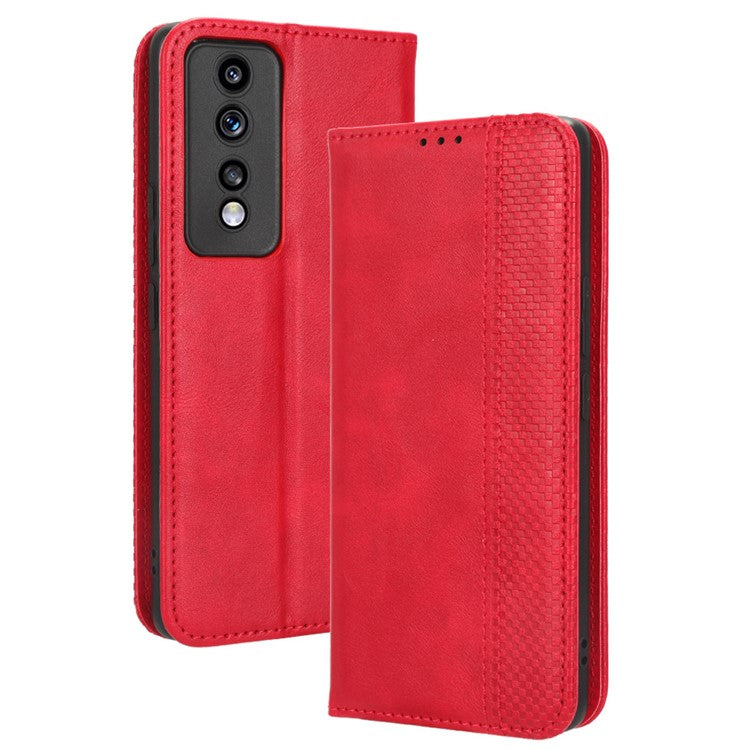 For Honor 80 GT 5G Retro Texture Phone Wallet Case PU Leather Stand Protective Phone Cover - Red