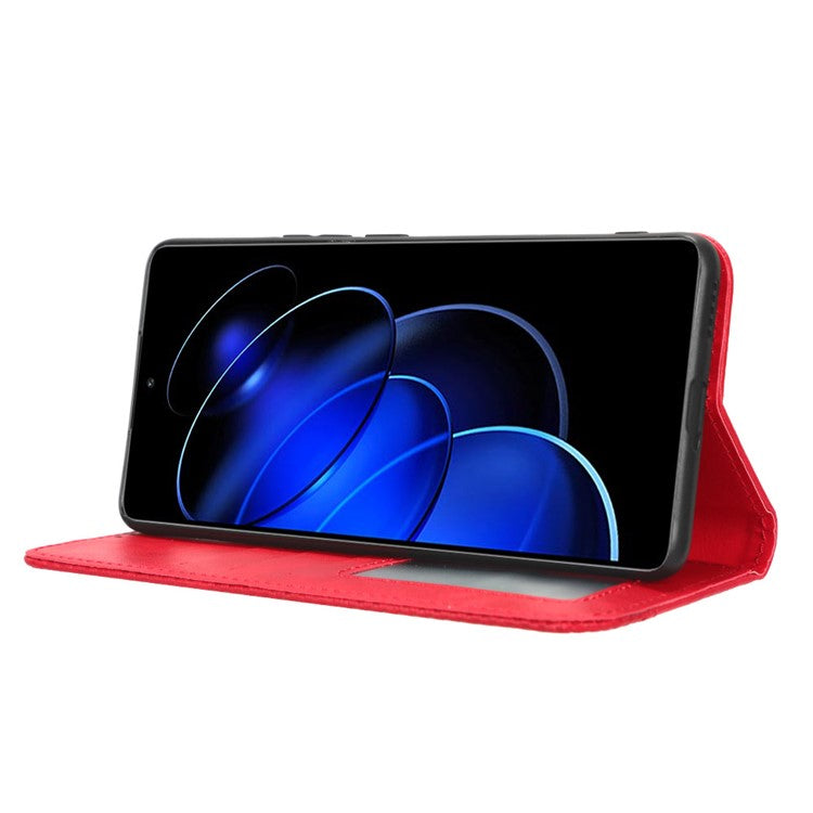 For Honor 80 GT 5G Retro Texture Phone Wallet Case PU Leather Stand Protective Phone Cover - Red