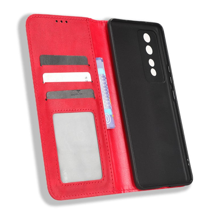 For Honor 80 GT 5G Retro Texture Phone Wallet Case PU Leather Stand Protective Phone Cover - Red