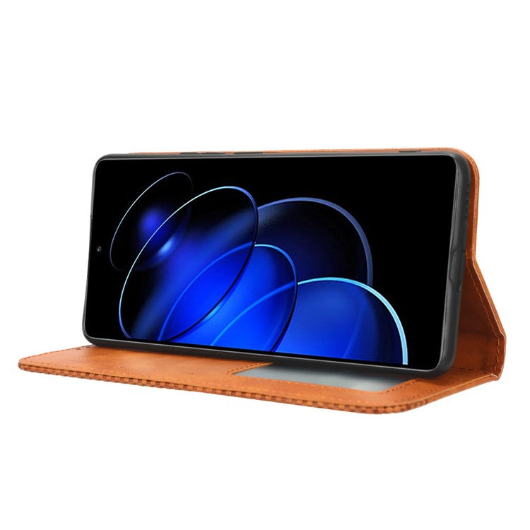 For Honor 80 GT 5G Retro Texture Phone Wallet Case PU Leather Stand Protective Phone Cover - Brown