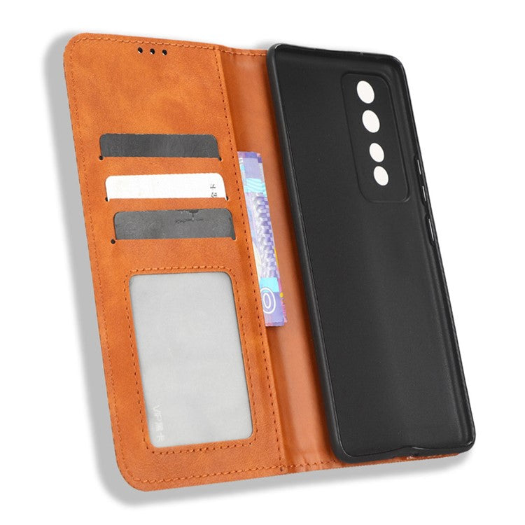For Honor 80 GT 5G Retro Texture Phone Wallet Case PU Leather Stand Protective Phone Cover - Brown