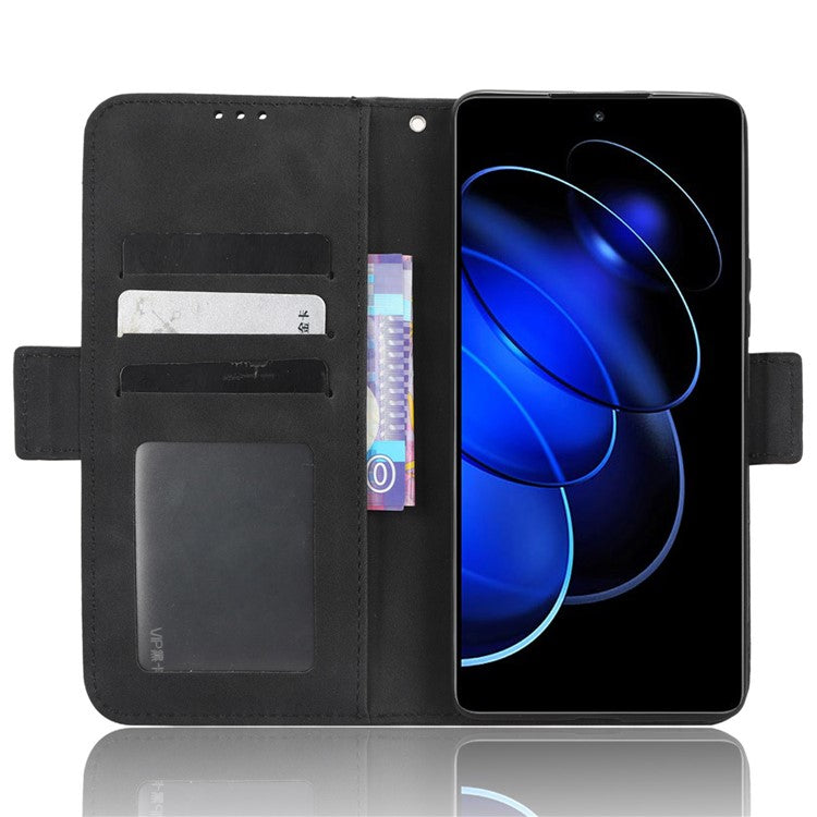 For Honor 80 GT 5G Anti-fall PU Leather Phone Cover Multiple Card Slots Stand Wallet Phone Case - Black