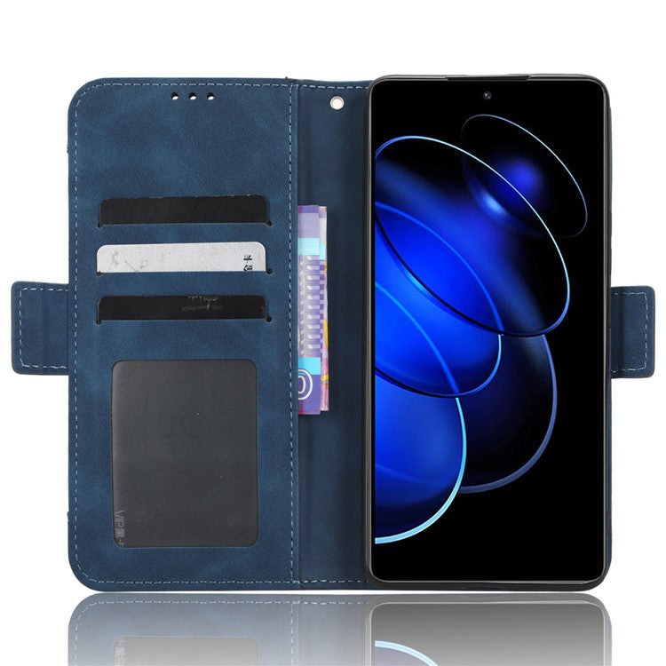 For Honor 80 GT 5G Anti-fall PU Leather Phone Cover Multiple Card Slots Stand Wallet Phone Case - Blue