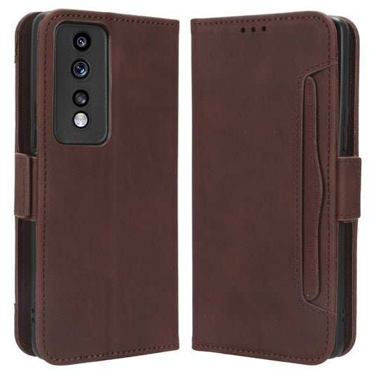 For Honor 80 GT 5G Anti-fall PU Leather Phone Cover Multiple Card Slots Stand Wallet Phone Case - Brown