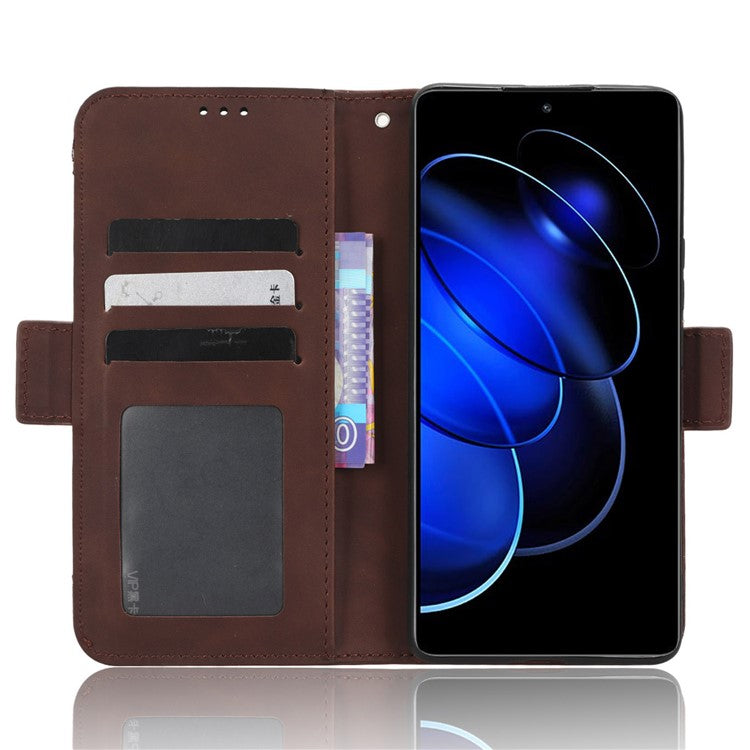 For Honor 80 GT 5G Anti-fall PU Leather Phone Cover Multiple Card Slots Stand Wallet Phone Case - Brown