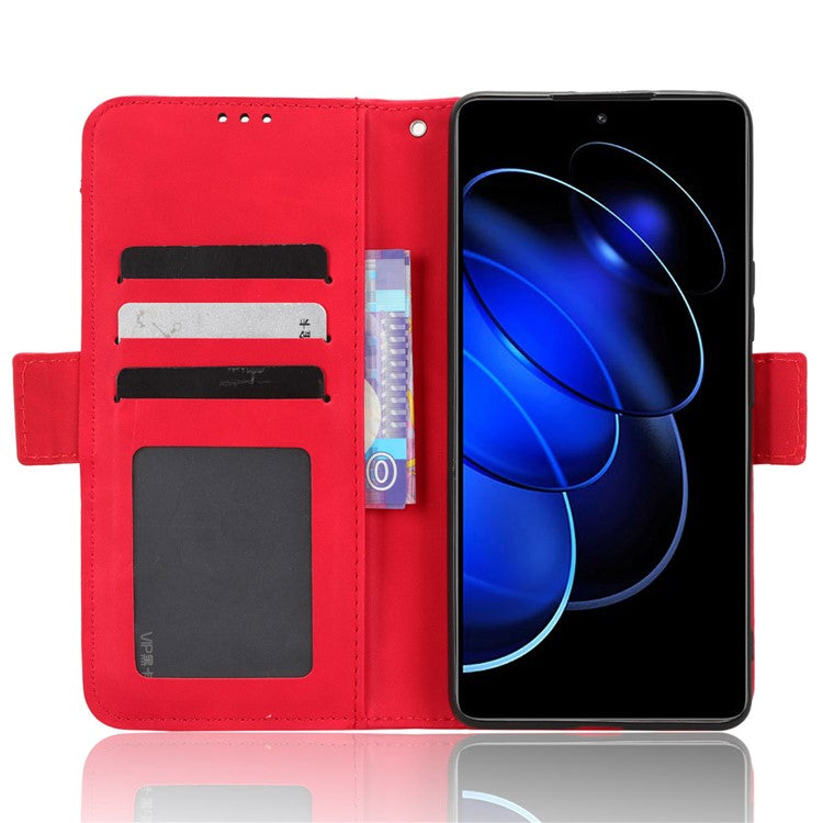 For Honor 80 GT 5G Anti-fall PU Leather Phone Cover Multiple Card Slots Stand Wallet Phone Case - Red
