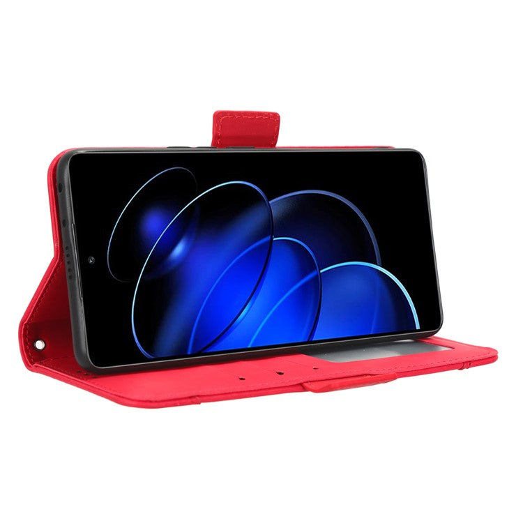 For Honor 80 GT 5G Anti-fall PU Leather Phone Cover Multiple Card Slots Stand Wallet Phone Case - Red