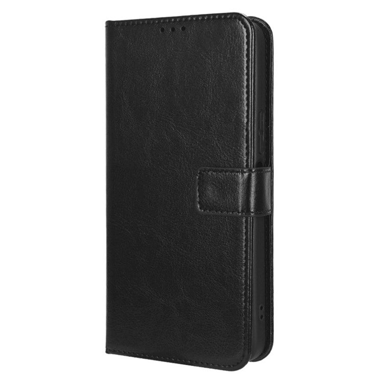 For Honor 80 GT 5G Crazy Horse Texture Wallet Stand Case Scratch Proof PU Leather Phone Cover with Strap - Black