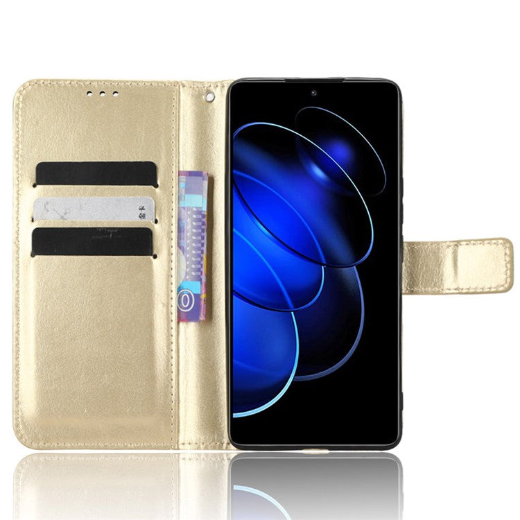 For Honor 80 GT 5G Crazy Horse Texture Wallet Stand Case Scratch Proof PU Leather Phone Cover with Strap - Gold