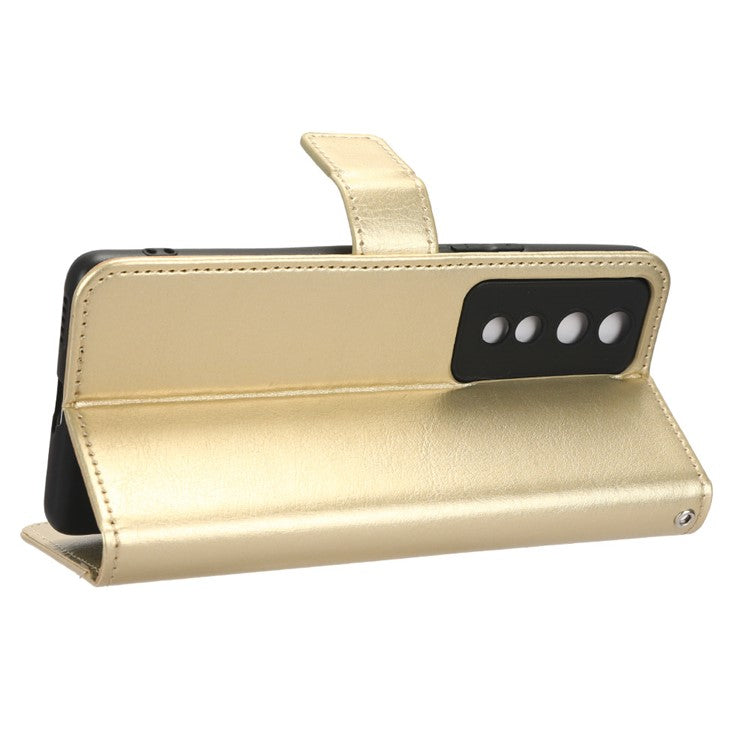 For Honor 80 GT 5G Crazy Horse Texture Wallet Stand Case Scratch Proof PU Leather Phone Cover with Strap - Gold