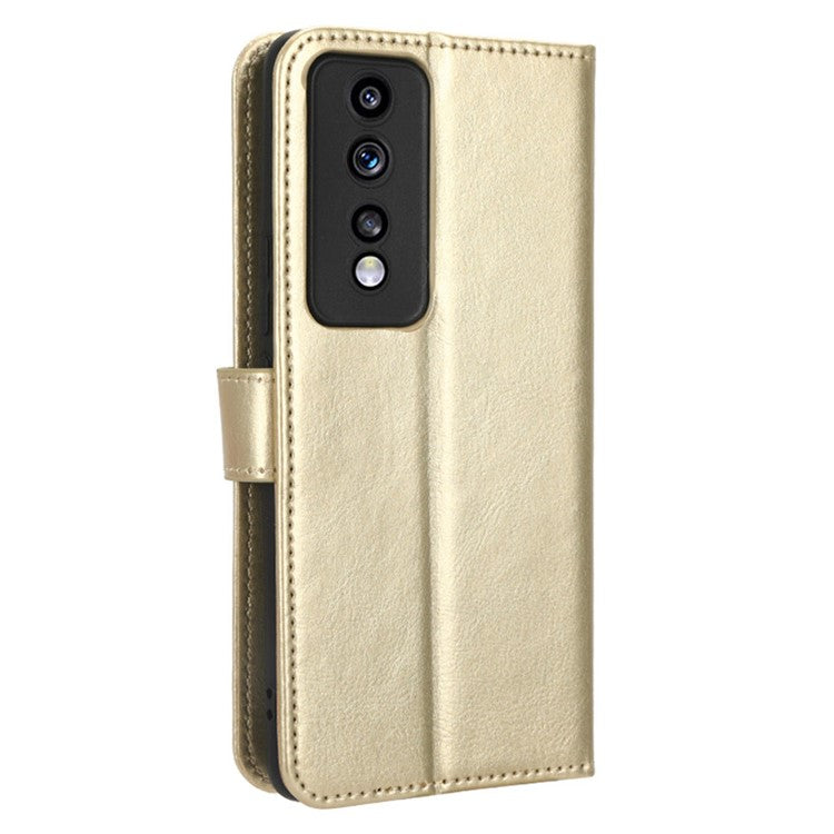 For Honor 80 GT 5G Crazy Horse Texture Wallet Stand Case Scratch Proof PU Leather Phone Cover with Strap - Gold