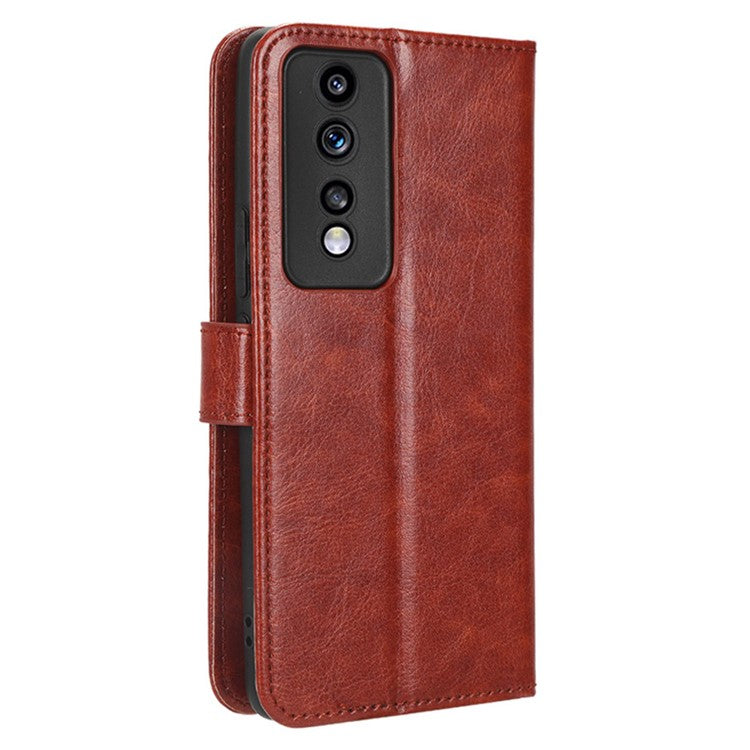 For Honor 80 GT 5G Crazy Horse Texture Wallet Stand Case Scratch Proof PU Leather Phone Cover with Strap - Brown