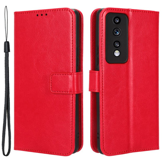 For Honor 80 GT 5G Crazy Horse Texture Wallet Stand Case Scratch Proof PU Leather Phone Cover with Strap - Red
