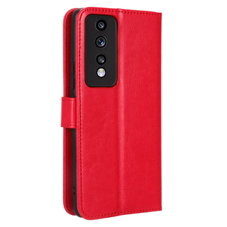 For Honor 80 GT 5G Crazy Horse Texture Wallet Stand Case Scratch Proof PU Leather Phone Cover with Strap - Red