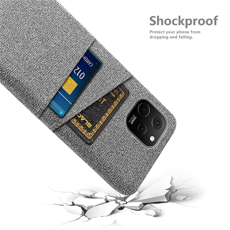 For Huawei nova Y61 4G Anti-Dust Cloth Texture Phone Back Cover Cellphone Protective Case with 2 Card Slots - Light Grey