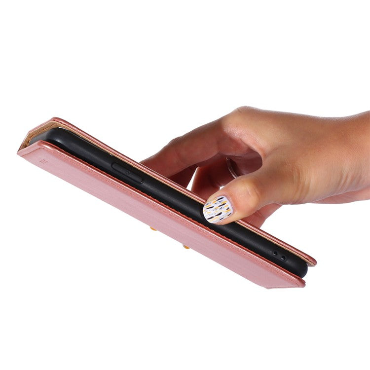 Phone Case for Honor 80 GT 5G PU Leather Protective Cover Cell Phone Wallet Stand Case - Rose Gold