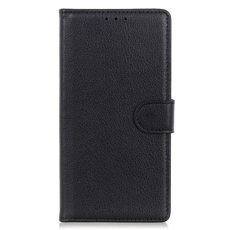 For Honor X7a 5G Drop Protection Phone Case Litchi Texture PU Leather Stand Wallet Anti-scratch Protective Phone Cover - Black