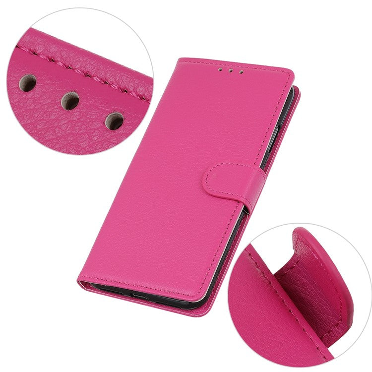 For Honor X7a 5G Drop Protection Phone Case Litchi Texture PU Leather Stand Wallet Anti-scratch Protective Phone Cover - Rose
