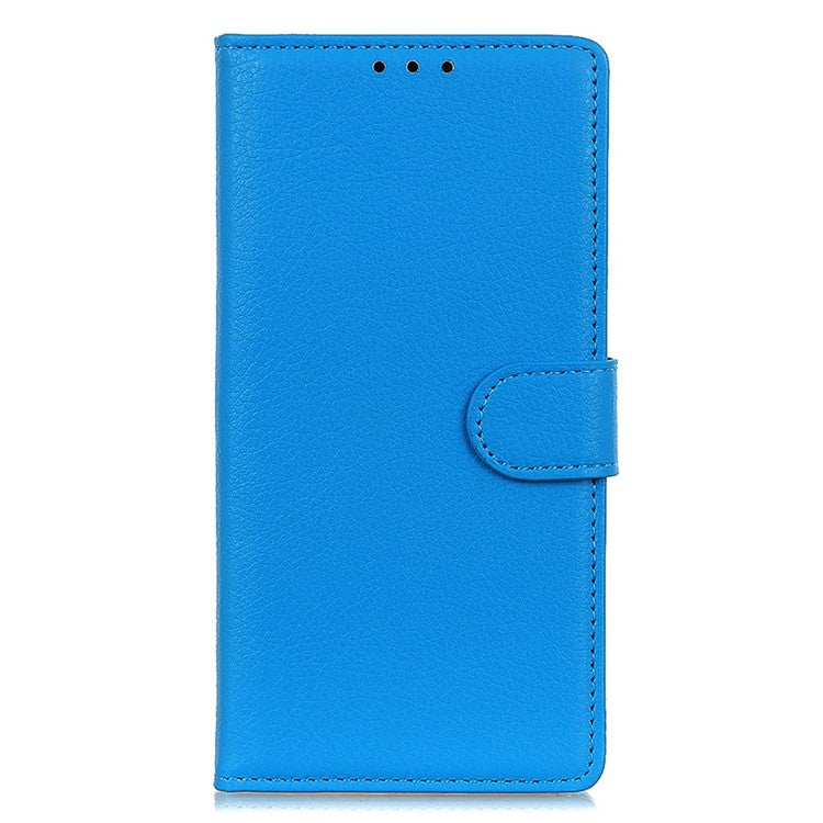 For Honor X7a 5G Drop Protection Phone Case Litchi Texture PU Leather Stand Wallet Anti-scratch Protective Phone Cover - Blue