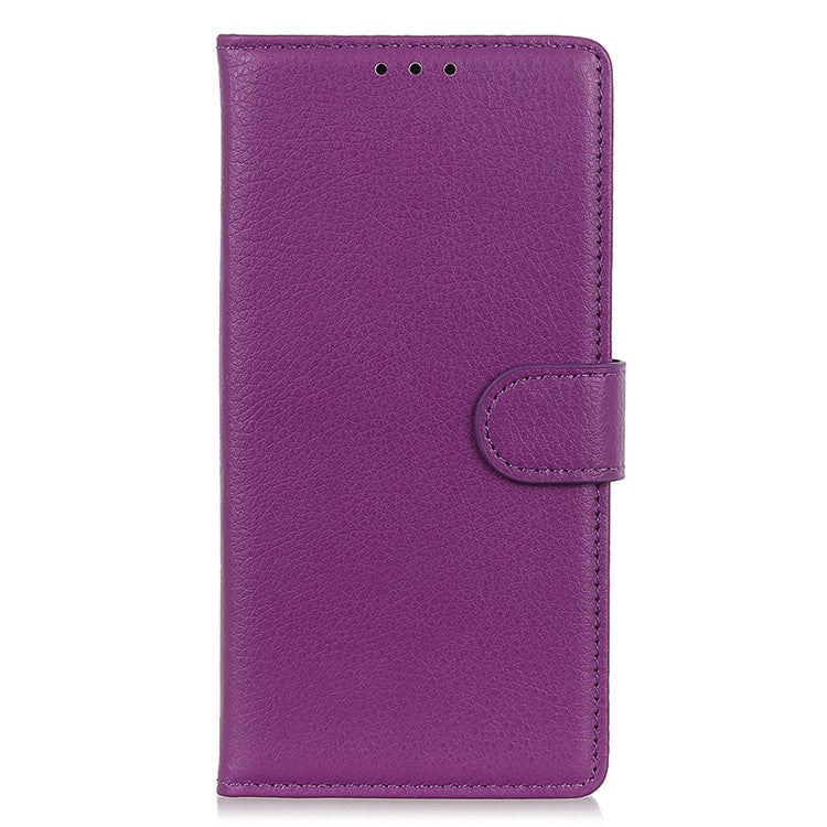 For Honor X7a 5G Drop Protection Phone Case Litchi Texture PU Leather Stand Wallet Anti-scratch Protective Phone Cover - Purple